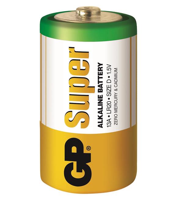 Süper Alkalin LR20 D Boy Kalın 2li Paket Pil GP13A-2U2