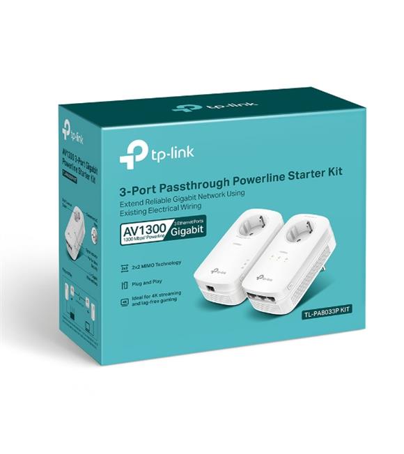 Tp-Link TL-PA8033PKIT 1300 Mbps 3 Portlu Priz Soketli Powerline Adaptör