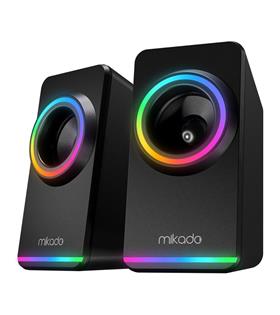 Mikado MD-182 2.0 3W-2 Siyah RGB Aydınlatmalı USB + 3.5mm USB 5V Speaker Hoparlör