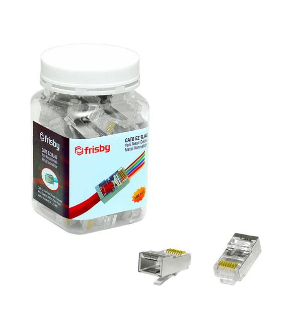 Frisby FNW-RJ4532N CAT6 EZ RJ45 100lü Yeni Nesil Delikli Metal Konnektör_1