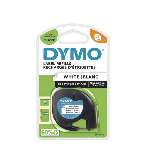 Dymo S0721660 Letratag Plastik Etiket 12 mm X 4 Metre Beyaz 91201_1