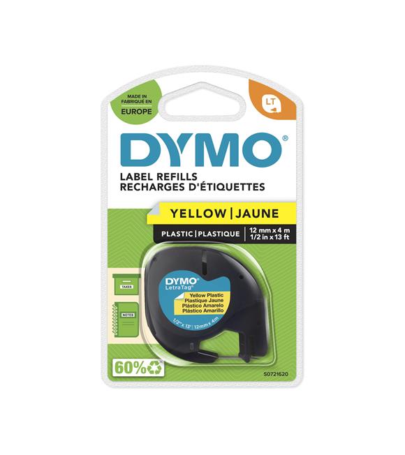 DYMO S0721620 LetraTag Plastik Şerit ( 12 mm X 4 mt ) , Sarı (59423) 91202_1