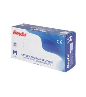 Beybi Lateks Pudralı (M) Medium Beden Muayene Eldiven 100lü Paket
