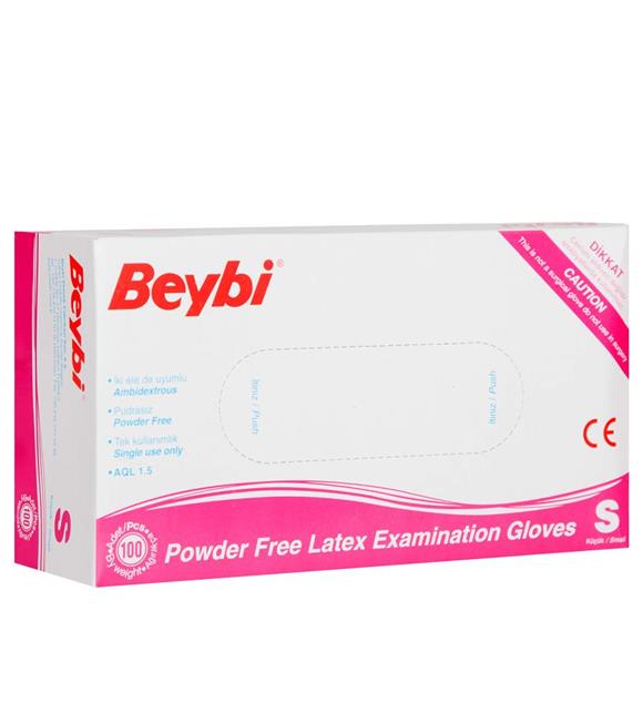 Beybi Lateks Pudrasız (S) Small Beden Muayene Eldiven 100lü Paket