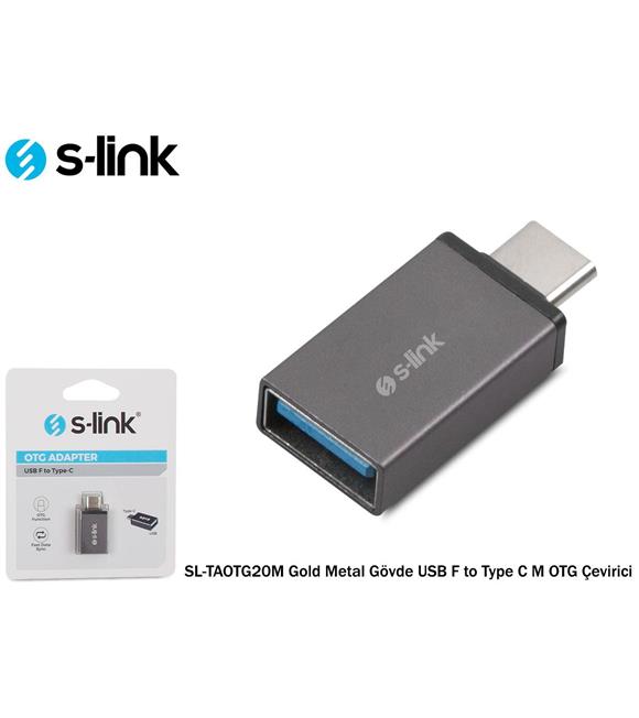 S-link SL-TAOTG20M Gümüş Metal Gövde USB F to Type C M OTG Çevirici