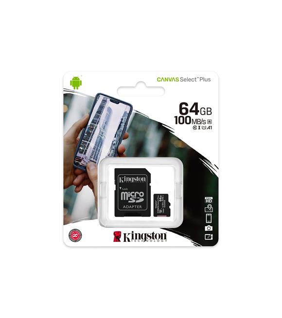 Kingston SDCS2-64GB 64GB micSDXC Canvas Select Plus 100R A1 C10 Card + ADP Hafıza Kartı_1