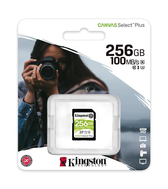 Kingston SDS2-256GB 256GB SDXC Canvas Select Plus 100R C10 UHS-I U3 V30 Hafıza Kartı_1
