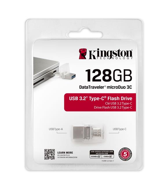 Kingston DTDUO3C-128GB DT microDuo 3C, USB 3.0-3.1 + Type-C Çift Taraflı Flash Bellek_1