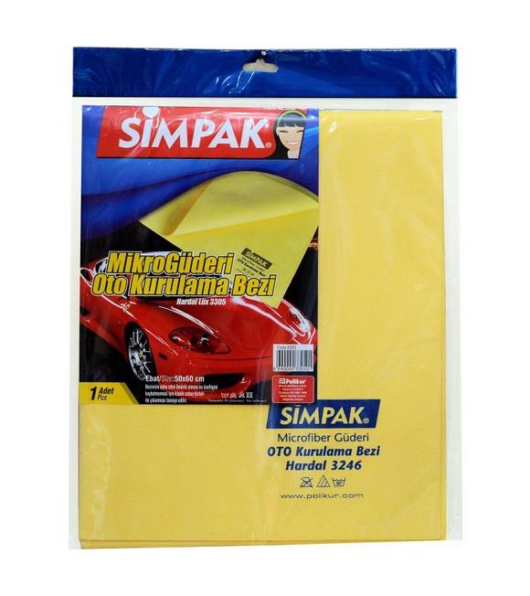 Simpak Mikro Güderi  Oto Cam Kurulama 12li Bezi 50X70 Hardal 3239