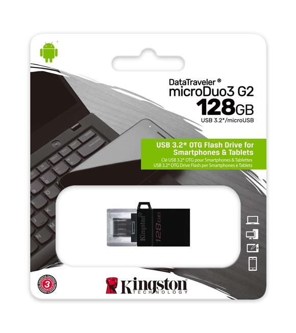 Kingston DTDUO3G2-128GB DT MicroDuo 3 Gen2 + microUSB (Android-OTG) Çift Taraflı Flash Bellek_1