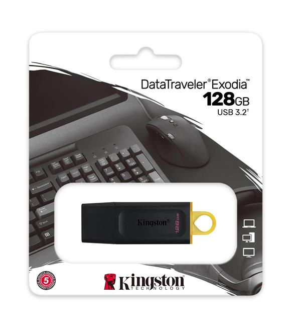 Kingston DTX-128GB 128Gb USB3.2 Gen1 DataTraveler Exodia (Black + Yellow) Flash Bellek_1