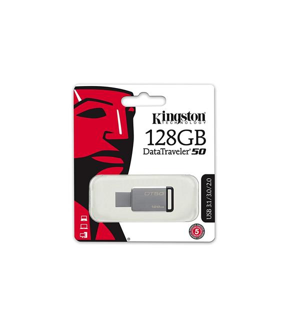 Kingston DT50 128 Gb Usb 3.1 Metal Kasa Flash Bellek 110MB-s Okuma Hızı 15MB-s Yazma Hızı
