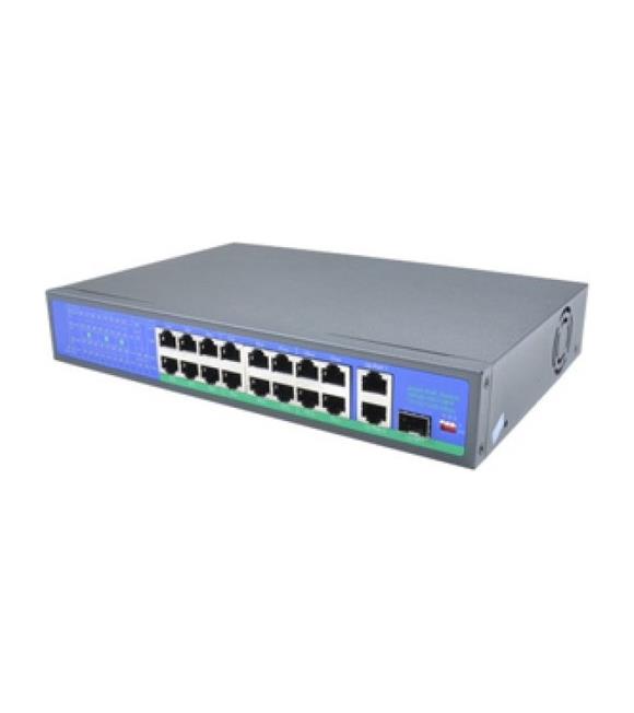 ISEE ISS-1018P 16 Port Poe+ 10-100 Mbps 2 Port 10-100-1000 Uplink Switch 250W