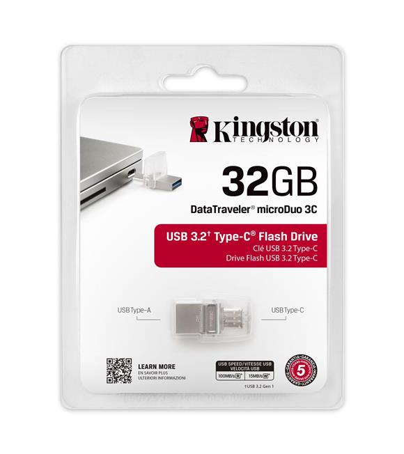 Kingston DTDUO3C-32GB DT microDuo 3C, USB 3.0-3.1 + Type-C Çift Taraflı Flash Bellek_1