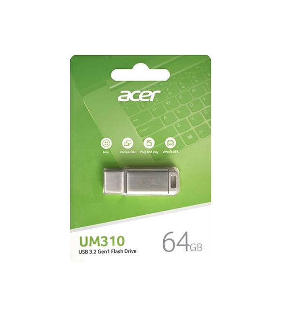Acer 64GB USB3.2 UM310-64GB Metal Flash Bellek (105-40 MB-s) Okuma-Yazma