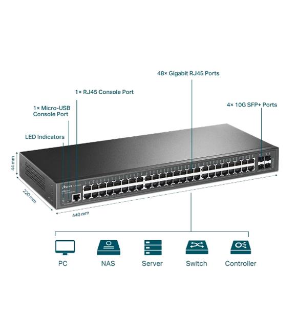 Omada Tp-Link TL-SG3452X 48 Port 10-100-1000 Mbps Yönetilebilir Switch 10GE 4 Port SFP_3