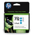 HP 712 Cyan Mavi 29ML 3Lü Paket Plotter Kartuşu 3ED77A