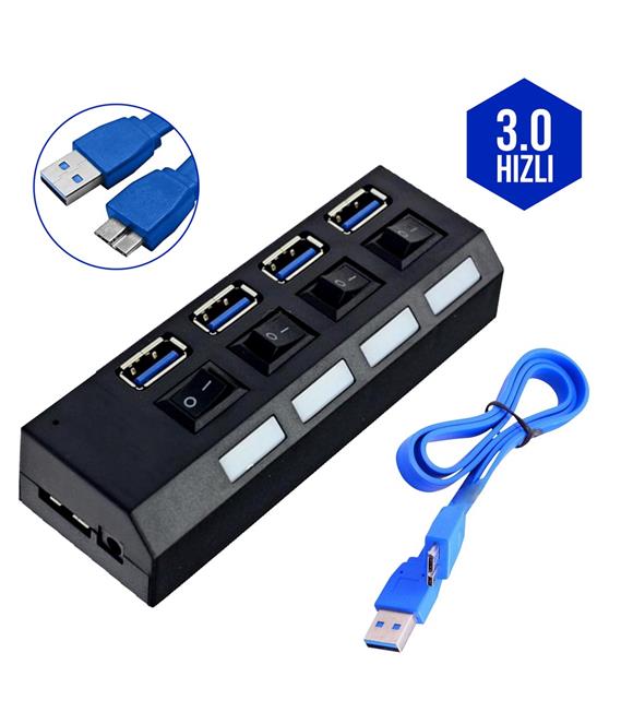 Gabble 4 Port USB 3.0 Çoklayıcı  Anahtarlı