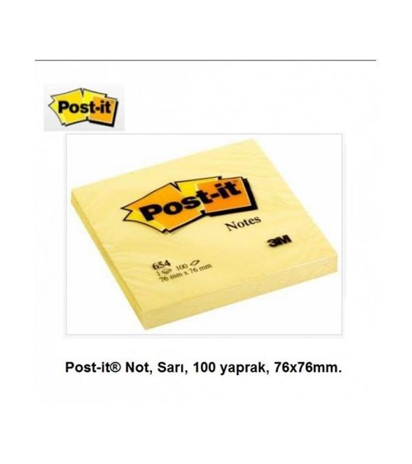 Post-it Yapışkanlı Not Kağıdı 100 YP 76x76 Sarı 654