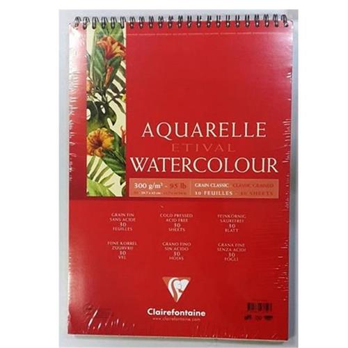 Clairefontaine Teknik Resim Kağıdı Sulu Boya Etival Classic Üsten Spiralli A4 300 GR EK93618 Okula Dönüş Kampanyası Boya Gereçleri