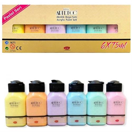 Artdeco Akrilik Boya 6x75 ML Set Pastel Renkler LV-Y-070I-AS2 Okula Dönüş Kampanyası Boya Gereçleri
