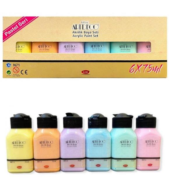 Artdeco Akrilik Boya 6x75 ML Set Pastel Renkler LV-Y-070I-AS2