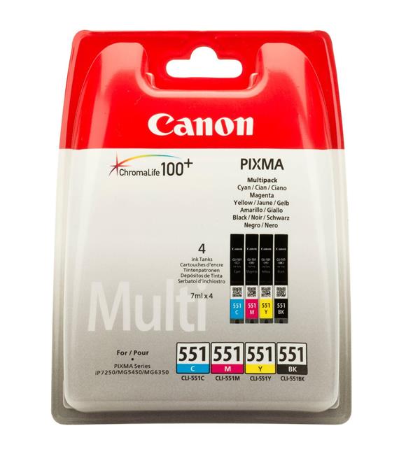 Canon CLI-551 Cyan-Magenta-Yellow-Black Mavi-Kırmızı-Sarı-Siyah 4