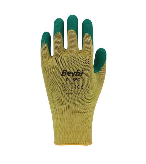 Beybi PL550 10 Beden 6lı Nitril Pamuk Örme Eldiveni (3142X) Sarı Yeşil