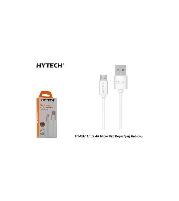 Hytech HY-X211 1M 2,1A Micro Usb Beyaz Şarj Kablosu Elektrik Kabloları