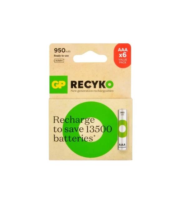GP AAA 950 mAh Şarjlı İnce Kalem Pil 4+2'li Paket GP100AAAHCE4-2BB