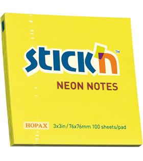 Hopax Stıckn Yapışkanlı Not Kağıdı 100 YP 76x76 Fosforlu Sarı HE21133