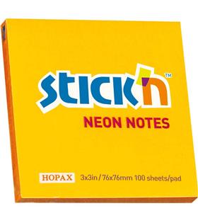 Hopax Stıckn Yapışkanlı Not Kağıdı 100 YP 76x76 Fosforlu Turuncu HE21164
