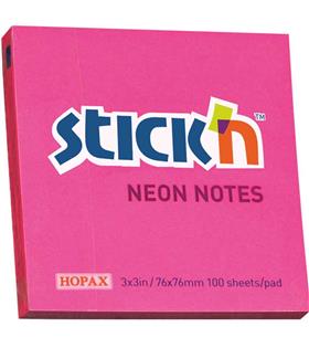 Hopax Stıckn Yapışkanlı Not Kağıdı 100 YP 76x76 Fosforlu Pembe HE21165