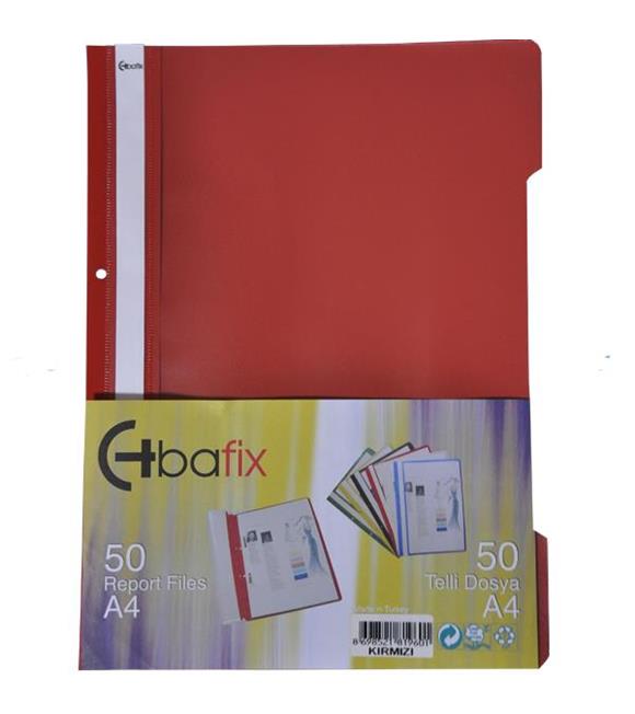 Bafix Telli Dosya Plastik XL Kırmızı A4