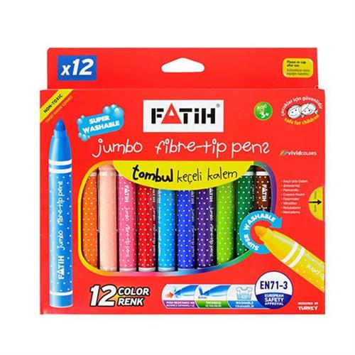 Fatih Keçeli Boya Kalemi Jumbo Yıkanabilir 12 Renk 34260 Okula Dönüş Kampanyası Boya Gereçleri