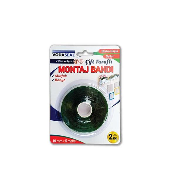 Vodaseal Çift Taraflı Montaj Bandı 19mmX5 Mt Şeffaf Vhb Bandı (Banyo- Mutfak- Cam-Ayna)