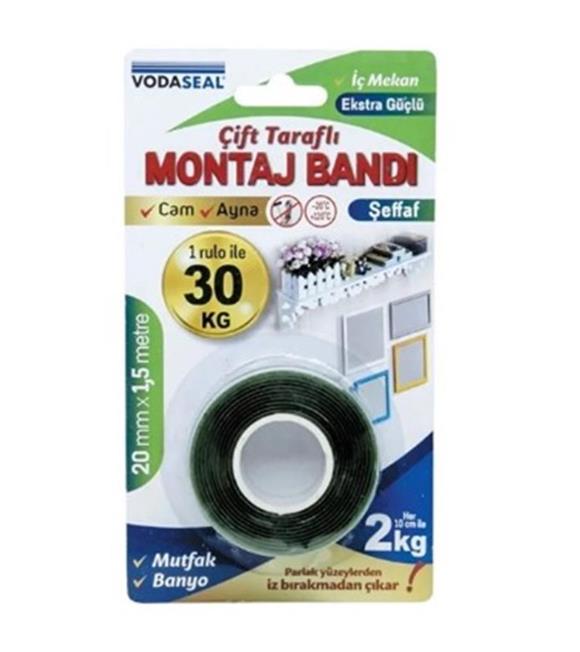 Vodaseal VHB İç Mekan Montaj Bandı 200mmX1,5mt Şeffaf