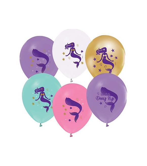 Balonevi Balon 3+1 Pırıltılı Deniz Kızı Baskılı 12