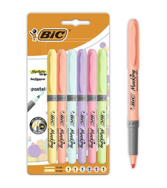 Bic Fosforlu Kalem Grip Pastel 6 LI 992561