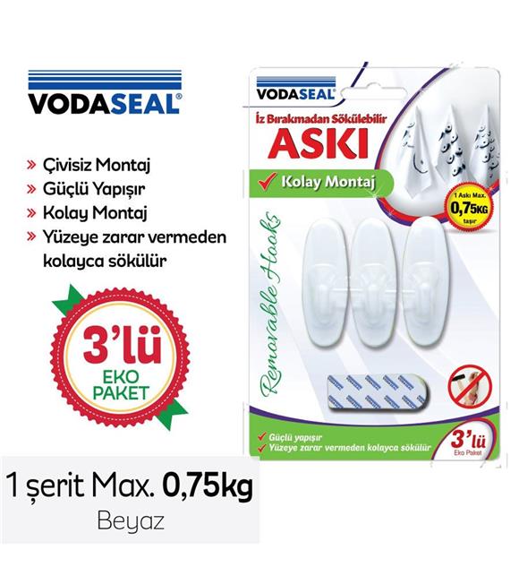 Vodaseal Hs-09  Sökülebilir 3lü Oval Askı Beyaz