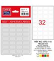 Tanex Ofis Etiketi Poşetli 16x22 MM Beyaz OFC-110
