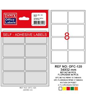 Tanex Ofis Etiketi Poşetli 34x55 MM Beyaz OFC-120