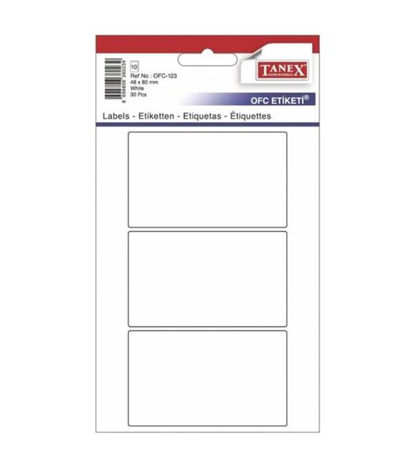 Tanex Ofis Etiketi Poşetli 48x80 MM Beyaz OFC-123