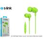 S-link SL-KU160 Mobil Telefon Uyumlu Yesili Kulak İçi Mikrofonlu Kulaklık