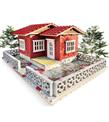 Eshel Maket Tuğla Sahil Villa Kırmızı Set