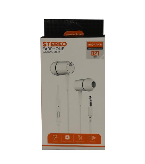 Megatech D21 Stereo Beyaz Mikrofonlu Kulaklık