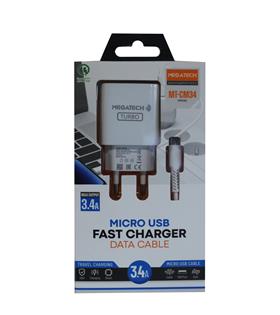 Megatech MT-CM34  3.4A Micro Usb Kablo+ Ev Şarj Adaptörü Hızlı Şarj
