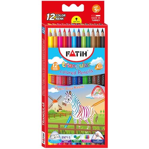 Fatih Kuru Boya Jumbo Üçgen Triangular Tam Boy 12 Renk 33490 Okula Dönüş Kampanyası Boya Gereçleri