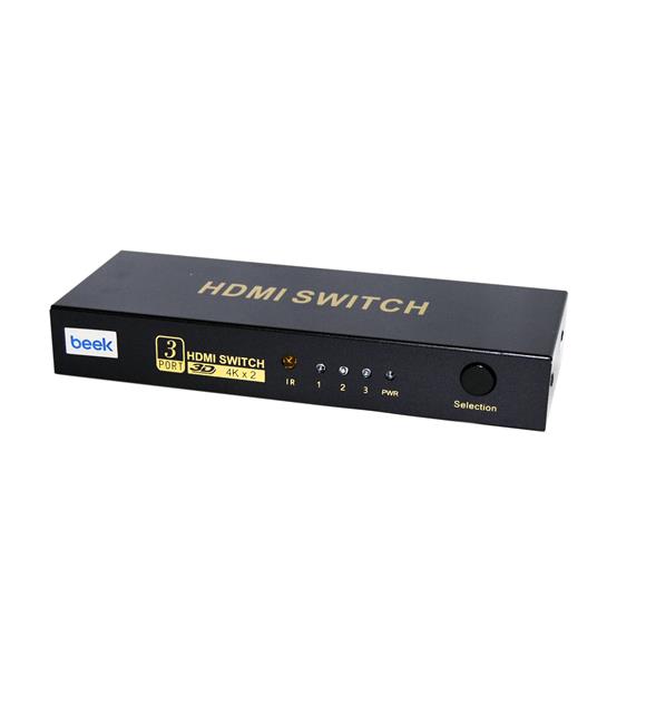 Beek 3Port Ultra Hd 4K Hdmı Switch, 3giriş-1çıkış Uzaktan kumandalı, 4K2K, 3D görüntü formatlarını d