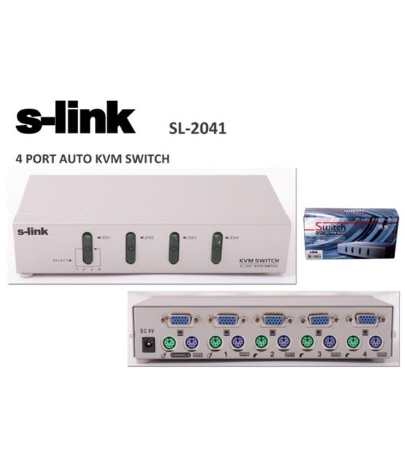 S-link SL-2041 4pc-1mn vga+ps-2 Otomatik Kvm Switch